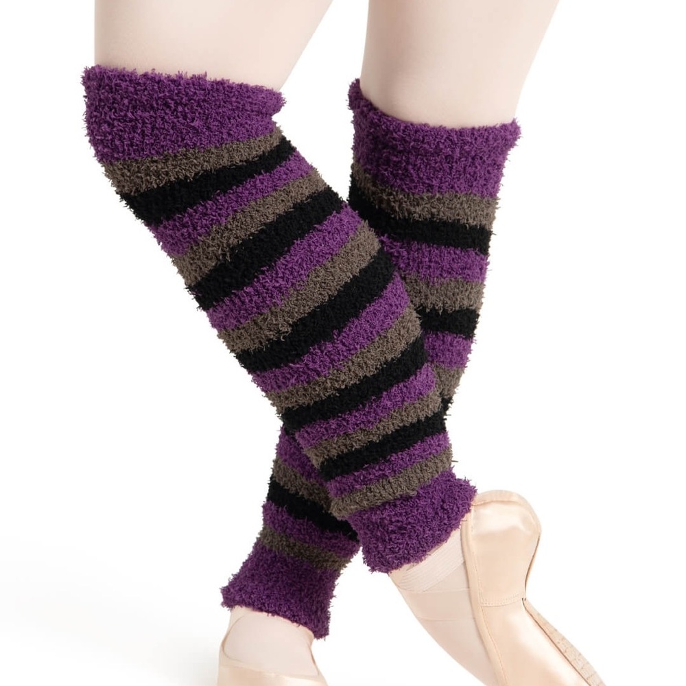 18” Striped Purple and Black Leg Warmers Capezio
